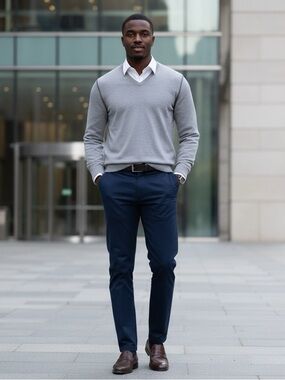 Banana Republic Gray V-Neck Sweater Cotton Bamboo Blend Men’s Size L